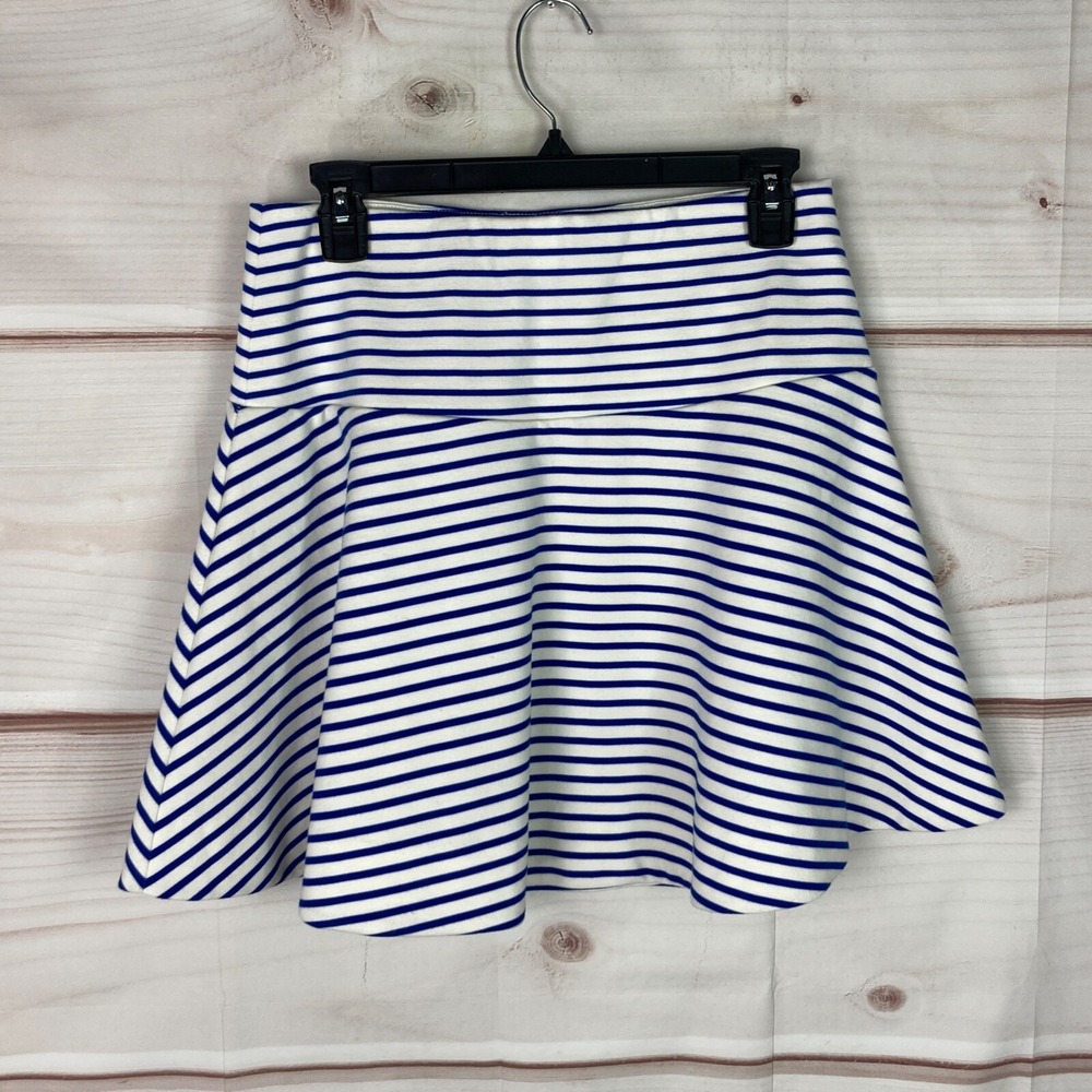 Draper James Skirt Womens S Blue White Stripe Swing Skater Pull On Knit Mini
